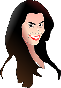 Smiling Woman Cartoon Portrait PNG Image