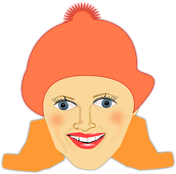 Smiling Woman Cartoon Portrait PNG Image