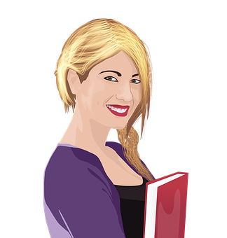 Smiling Woman Holding Book PNG Image