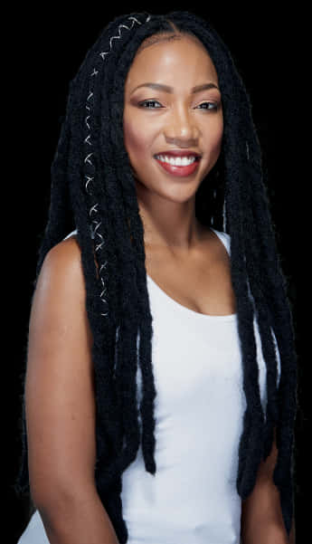 Smiling Womanwith Long Dreads PNG Image