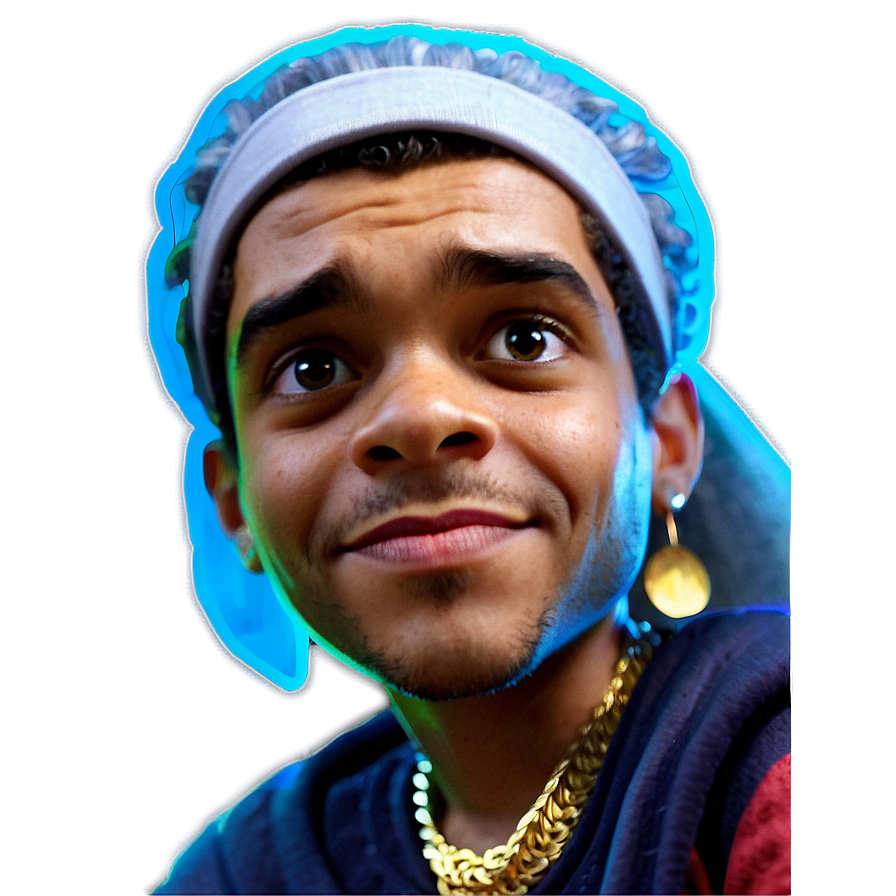 Smiling Young Manwith Headbandand Earrings PNG Image