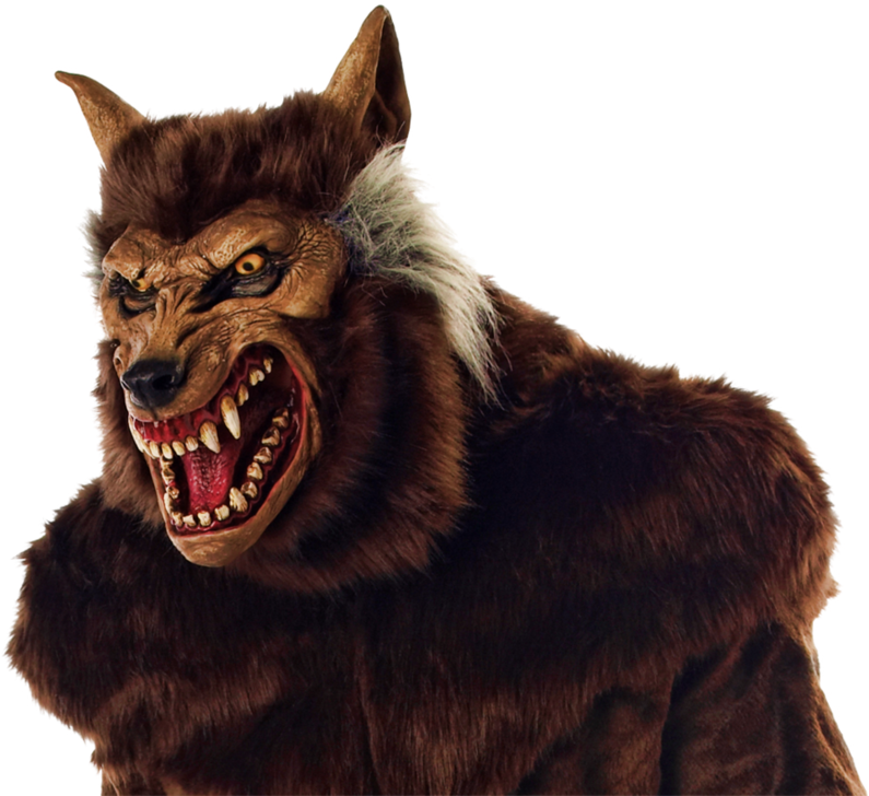 Snarling Werewolf Costume Portrait PNG Image