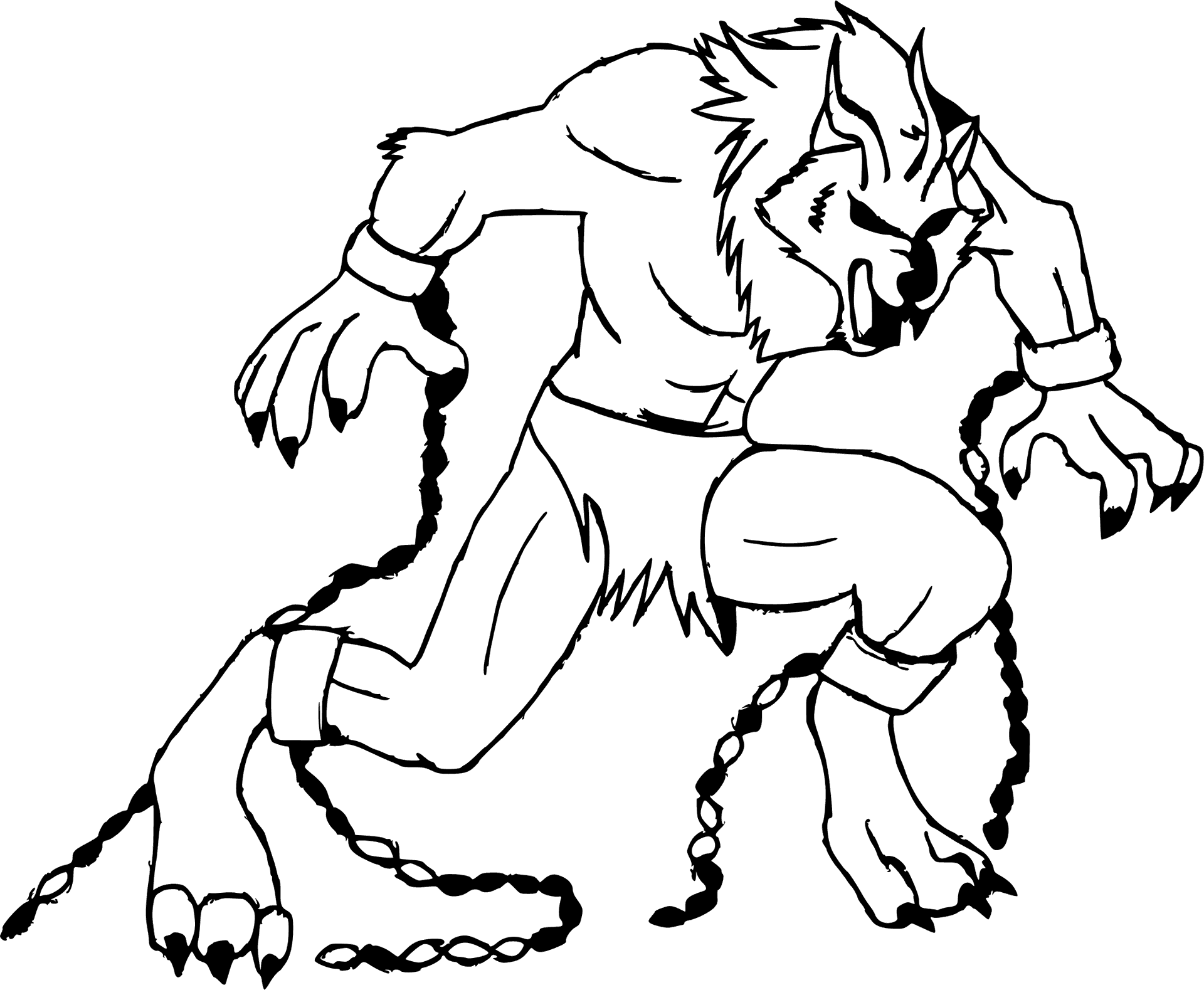 Snarling Werewolf Illustration PNG Image