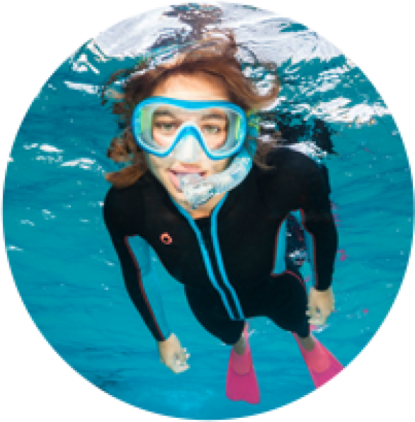 Snorkeler Underwater Portrait PNG Image