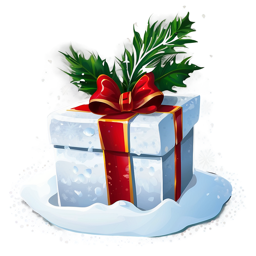 Snow Blanketed Christmas Gift Png 5 PNG Image