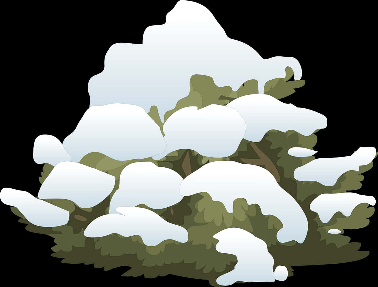 Snow Covered Bush Vector PNG Image