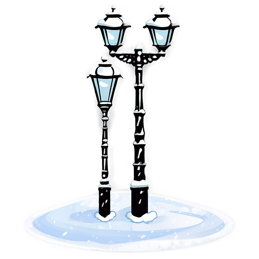 Snow-covered City Lamp Post Png Lsu PNG Image