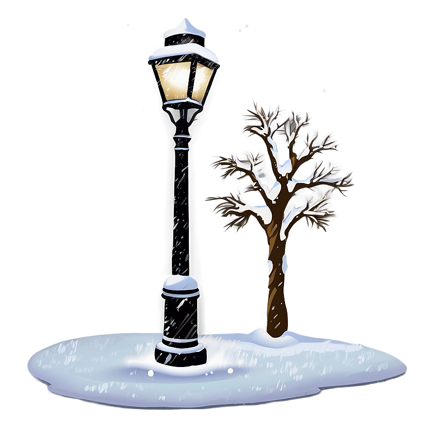 Snow-covered City Lamp Post Png Vdk PNG Image