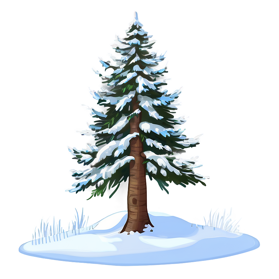 Snow-covered Tree Drawing Png Wqt PNG Image