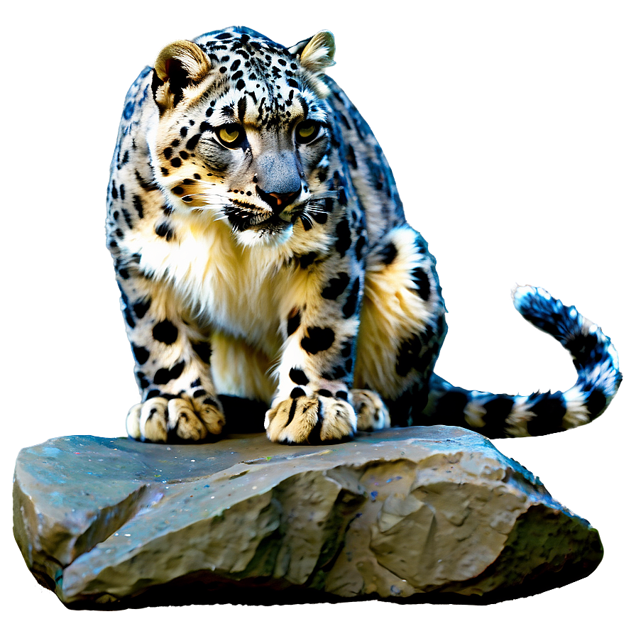 Snow Leopard Climbing Rocks Png Aka PNG Image