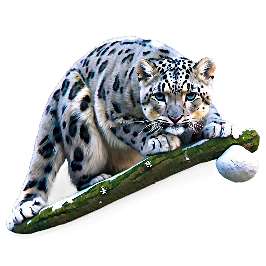 Snow Leopard With Snowflakes Png Dkl8 PNG Image