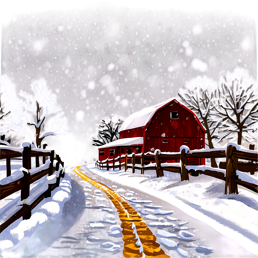 Snowfall Country Road Png 6 PNG Image