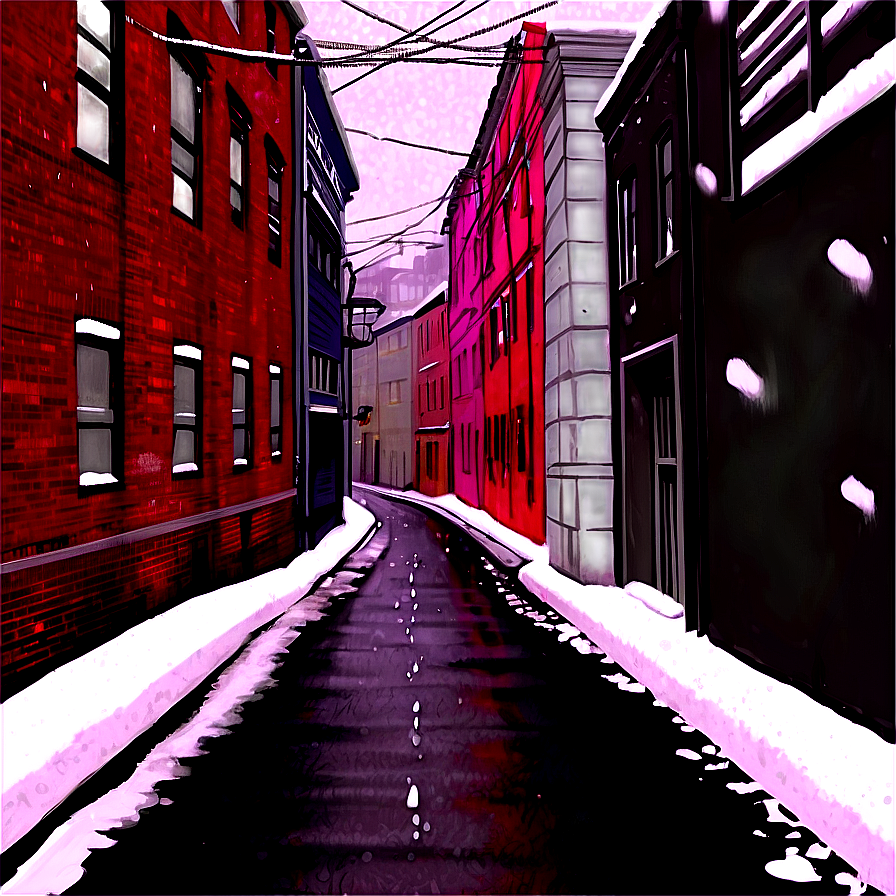 Snowfall In Alleyway Png Qvp PNG Image