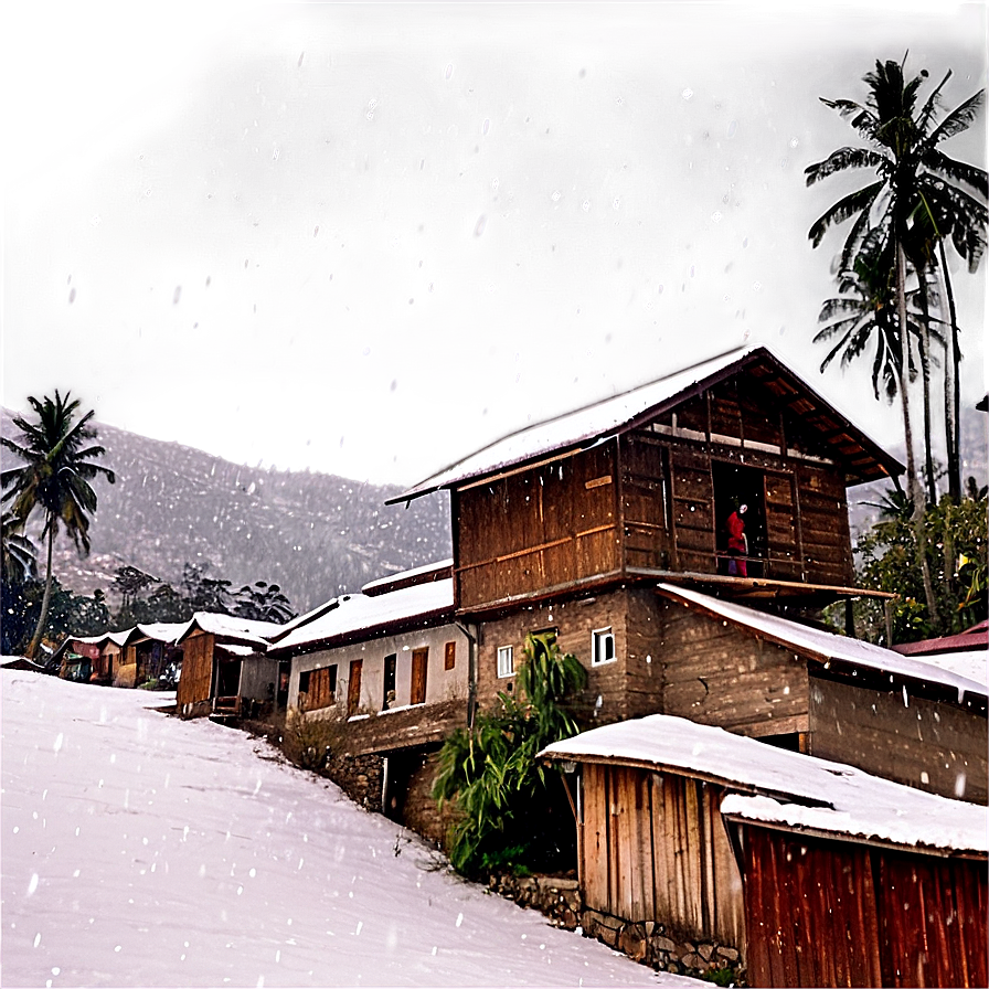 Snowfall On Mountainside Village Png Rrq45 PNG Image