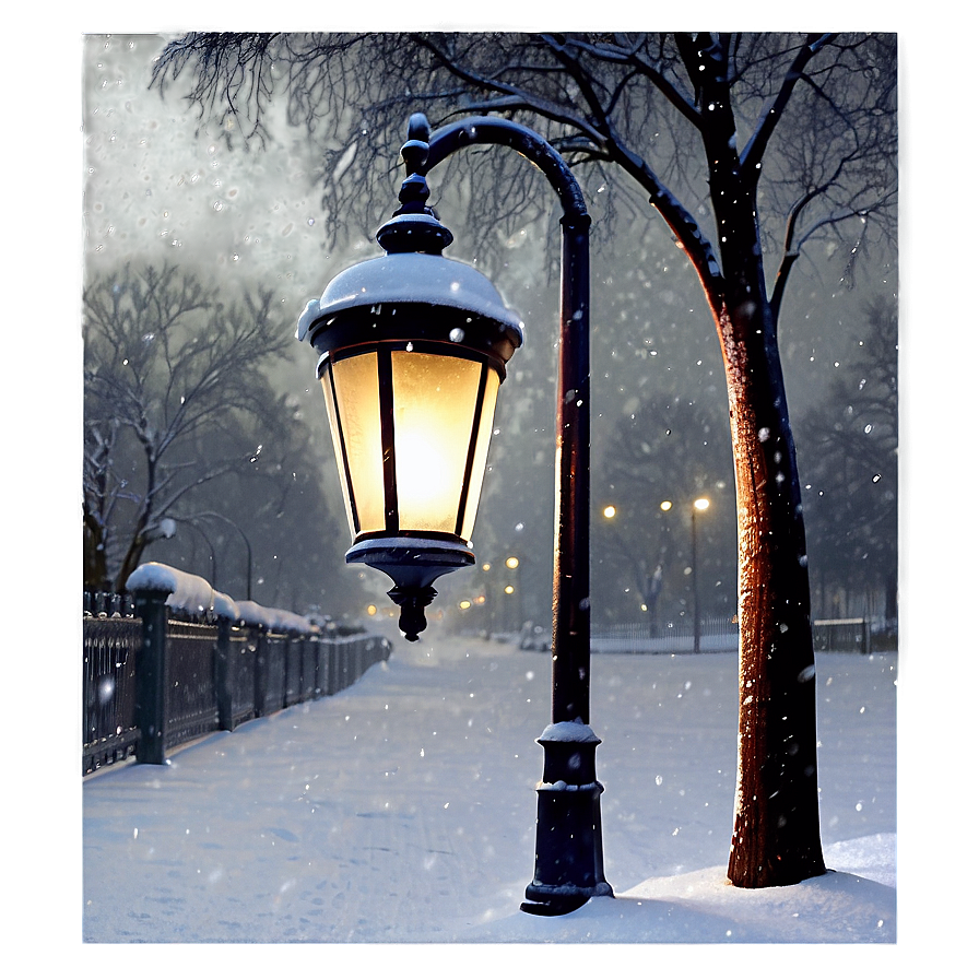 Snowfall On Street Lamp Png 06122024 PNG Image