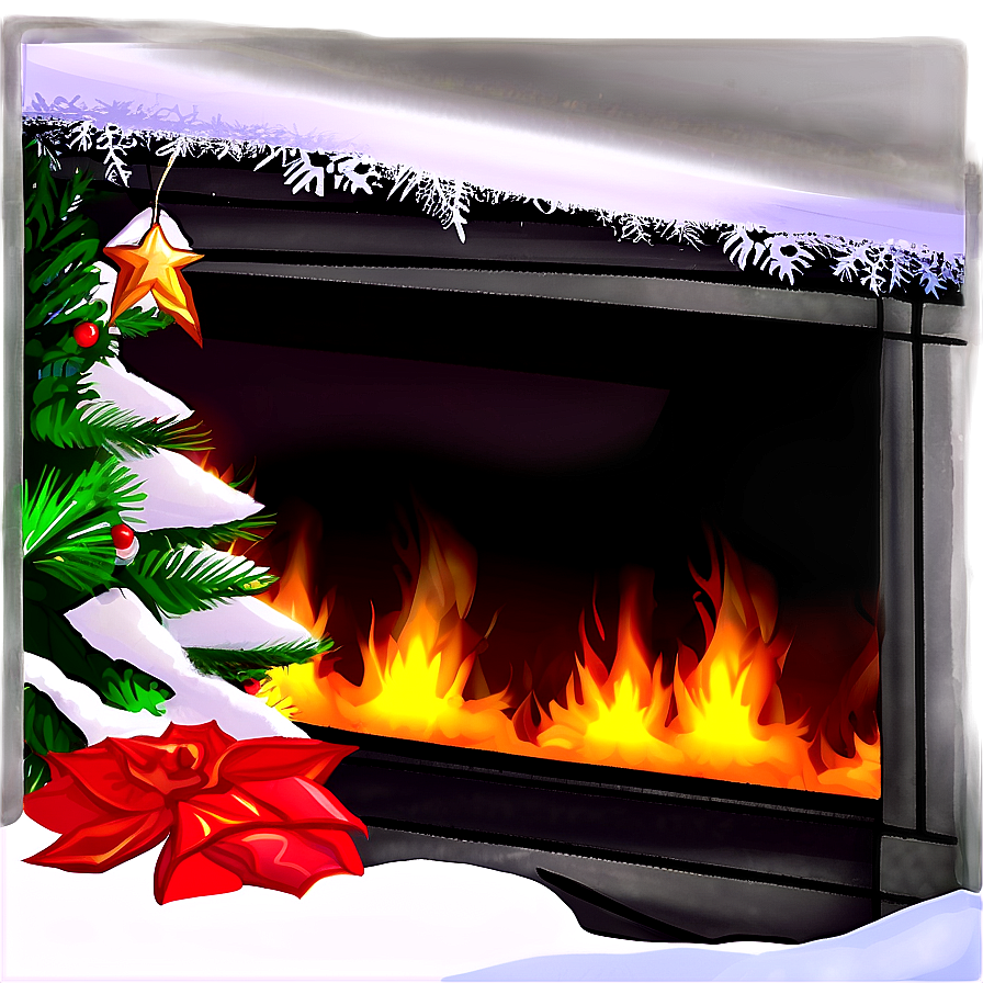 Snowflake Decorated Christmas Fireplace Png Owj PNG Image