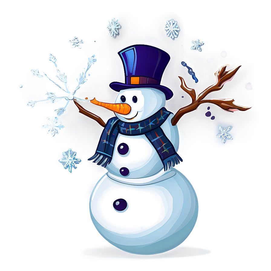 Snowman And Snowflakes Png Cei85 PNG Image