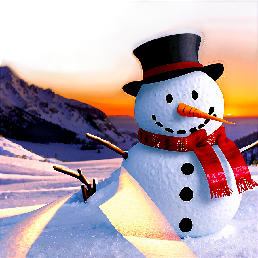 Snowman At Sunrise Png 05032024 PNG Image