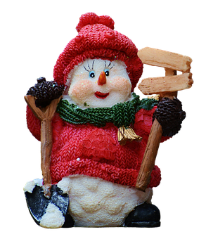 Snowman Figurine Winter Decor PNG Image