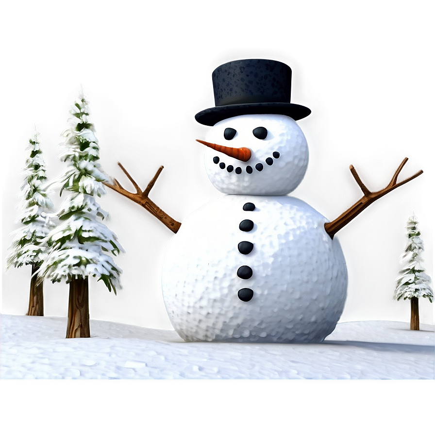 Snowman In Forest Setting Png Oif62 PNG Image