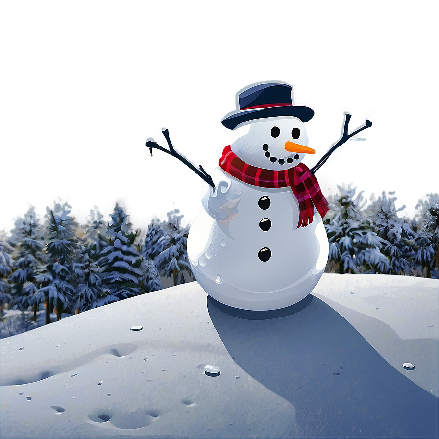 Snowman In Winter Landscape Png Uve PNG Image