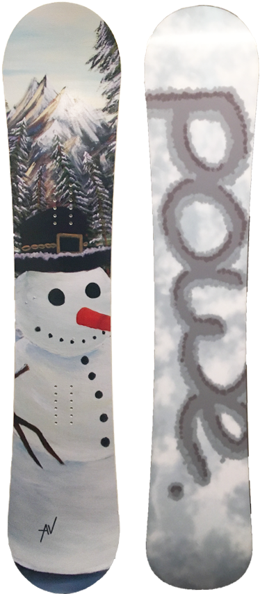 Snowman Snowboard Design PNG Image