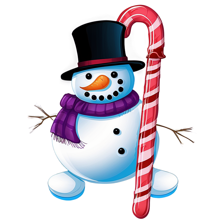 Snowman With Candy Cane Png 94 PNG Image