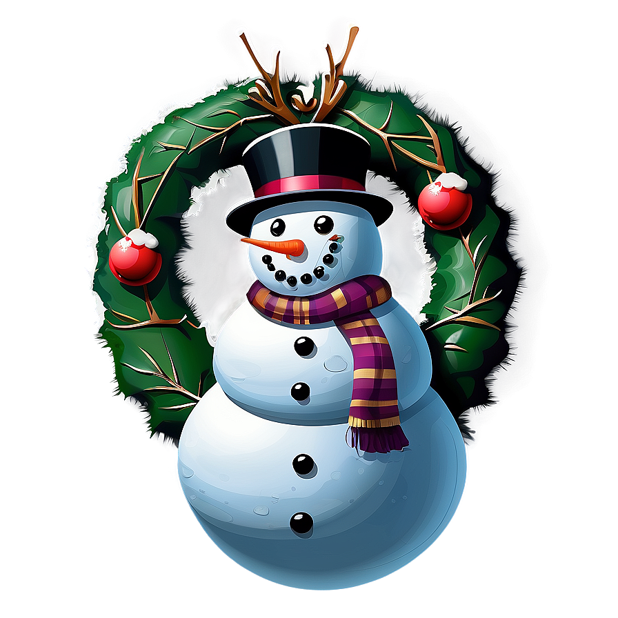 Snowman With Christmas Wreath Png 05032024 PNG Image