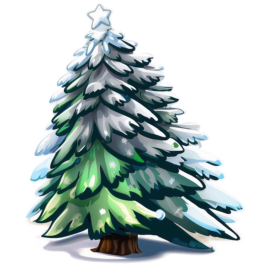 Snowy Cartoon Christmas Tree Png 16 PNG Image