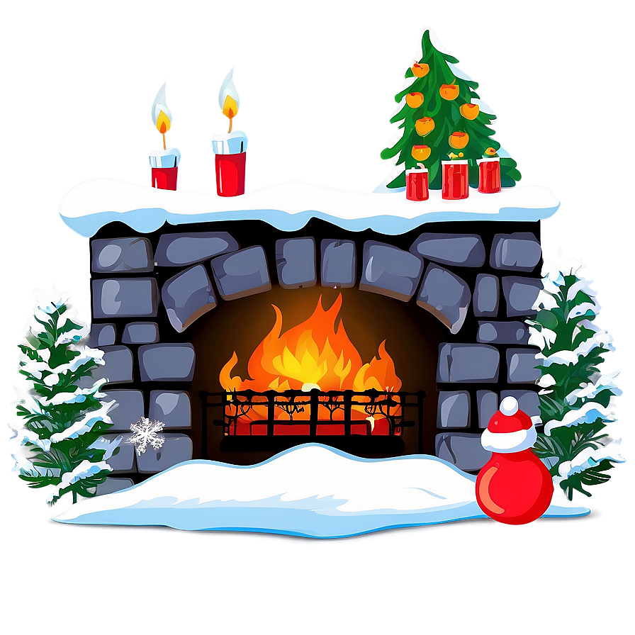 Snowy Christmas Fireplace Hearth Png 36 PNG Image