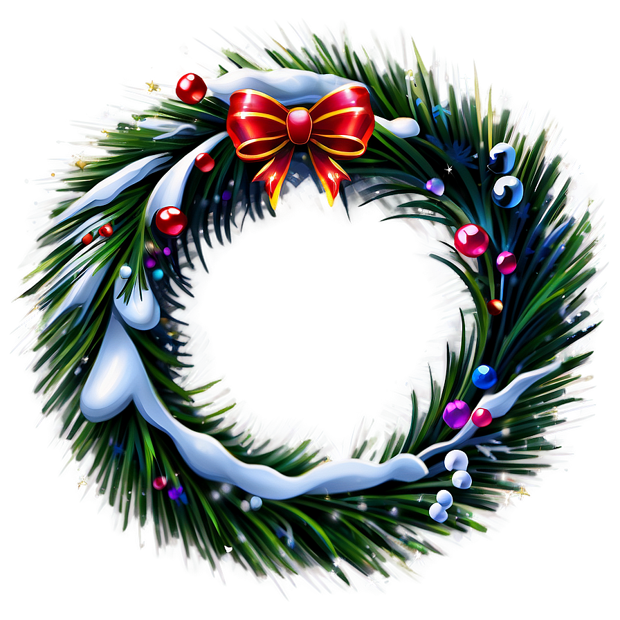 Snowy Christmas Wreath Png 06252024 PNG Image