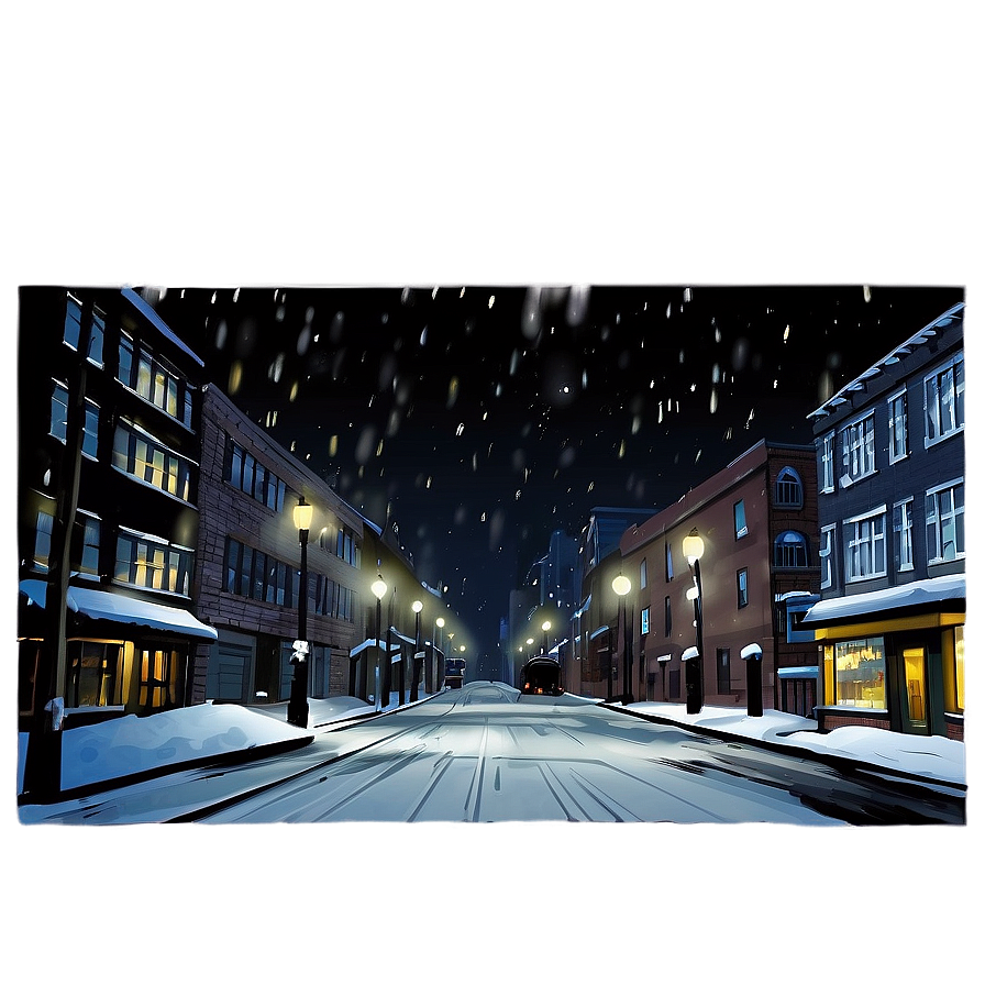 Snowy City Streets Night Png Rvu PNG Image