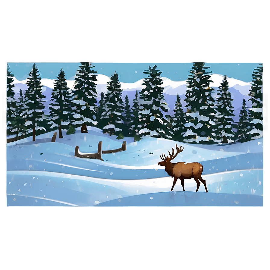 Snowy Elk Scene Png 88 PNG Image