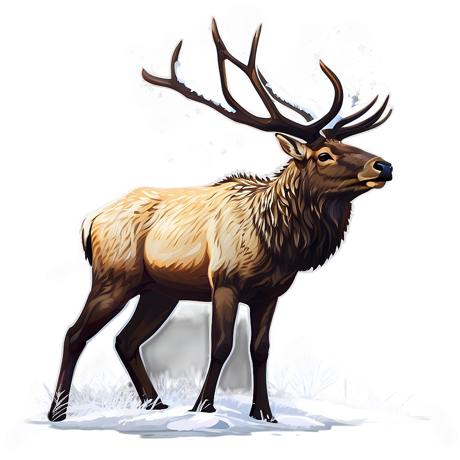 Snowy Elk Scene Png Rvo PNG Image