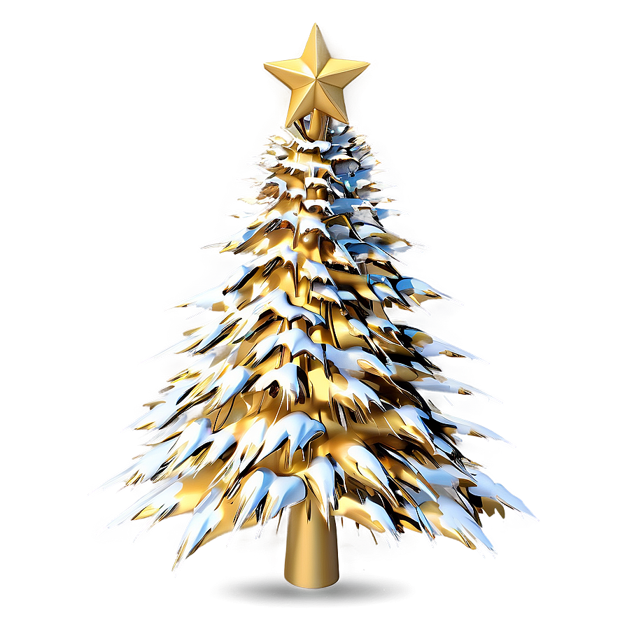 Snowy Gold Christmas Tree Magic Png 06282024 PNG Image