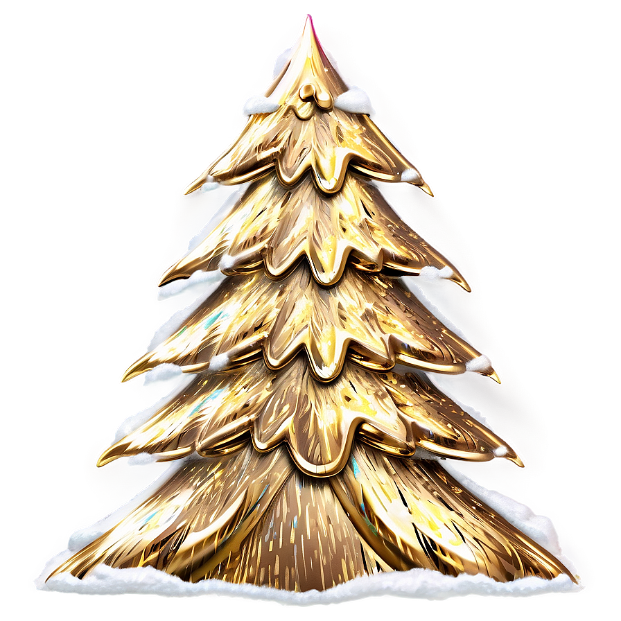 Snowy Gold Christmas Tree Magic Png 06282024 PNG Image