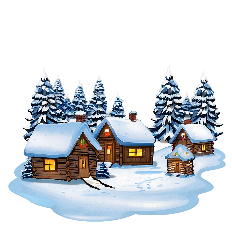 Snowy Happy Holidays Village Png Rbn90 PNG Image