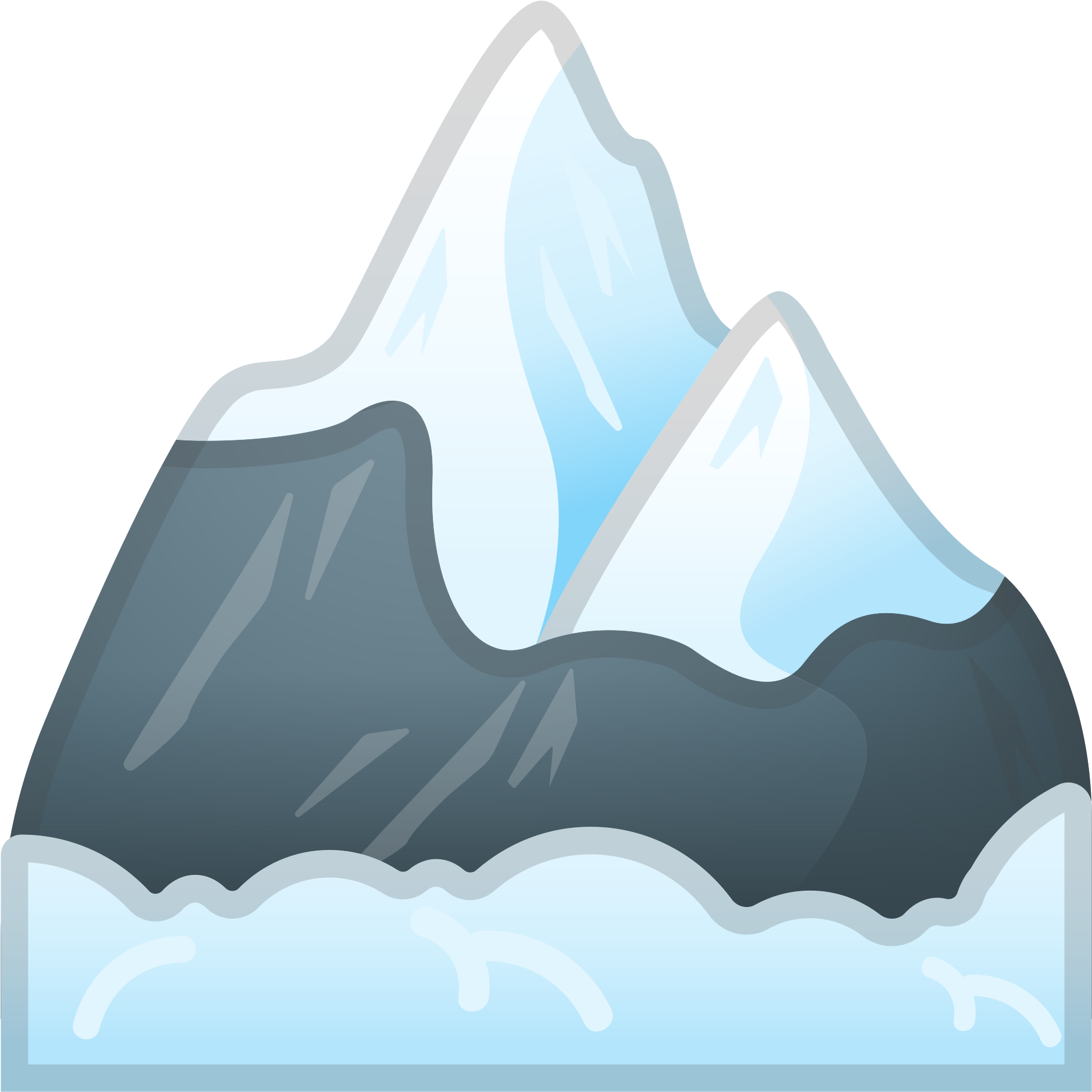 Snowy Mountain Peaks Vector Illustration PNG Image