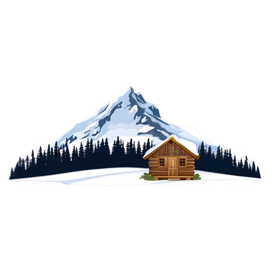 Snowy Mountain With Cabin Png 76 PNG Image