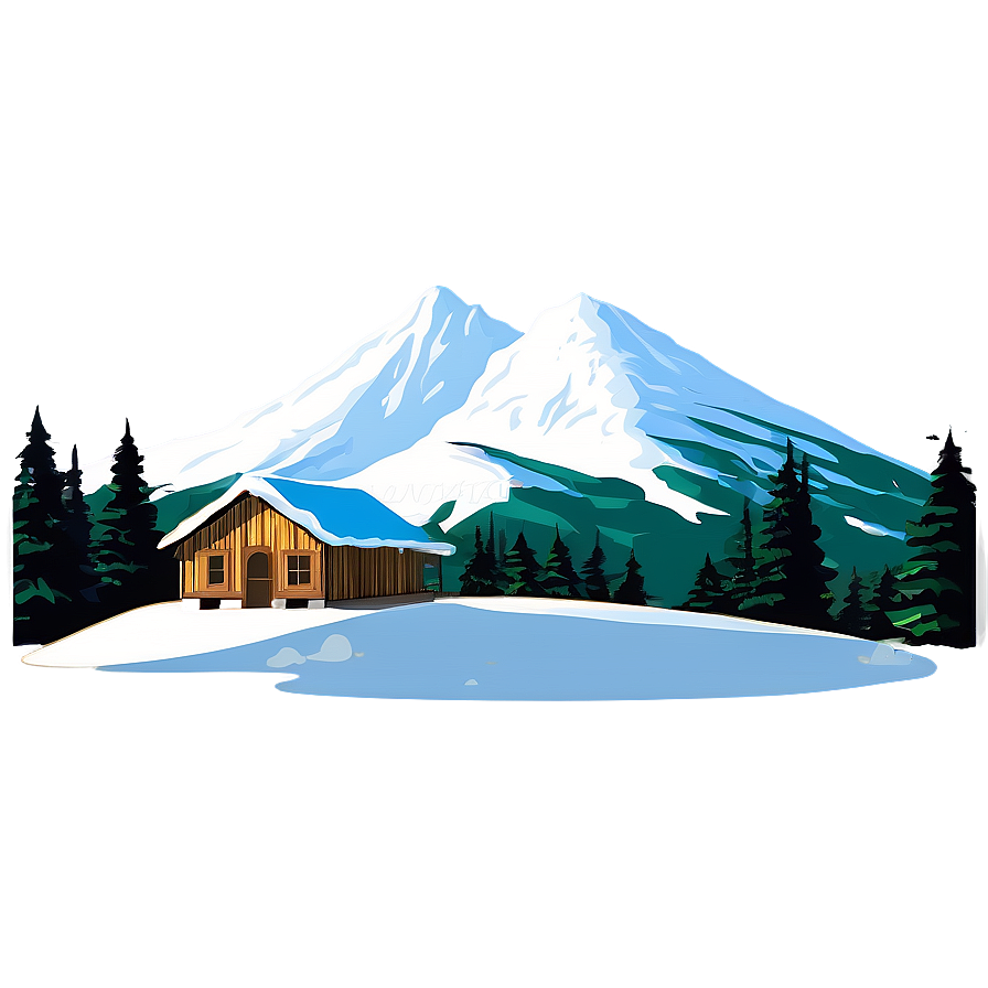 Snowy Mountain With Cabin Png Tey PNG Image