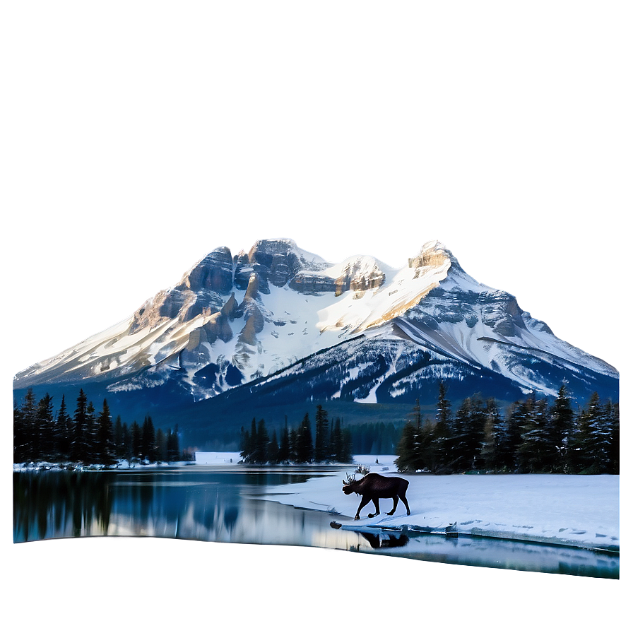 Snowy Mountain With Moose Png Hiy38 PNG Image