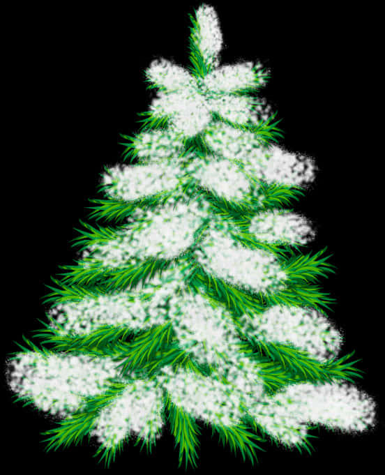 Snowy Pine Branches Artistic Representation PNG Image