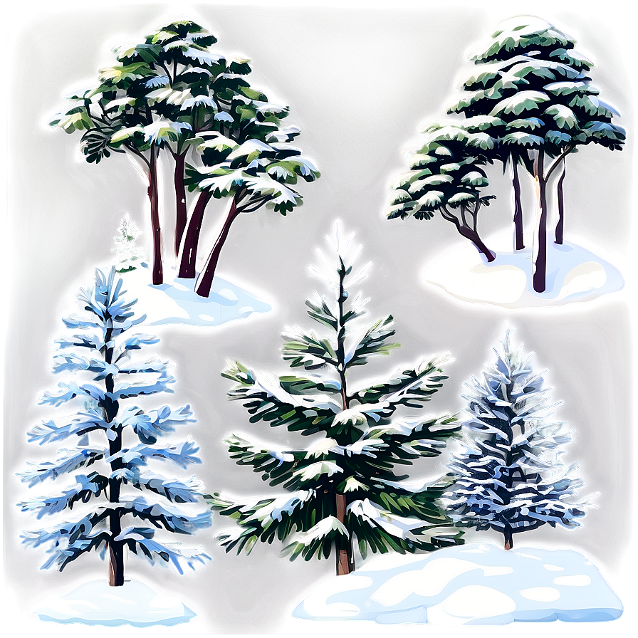 Snowy Pine Trees Forest Png Khe4 PNG Image