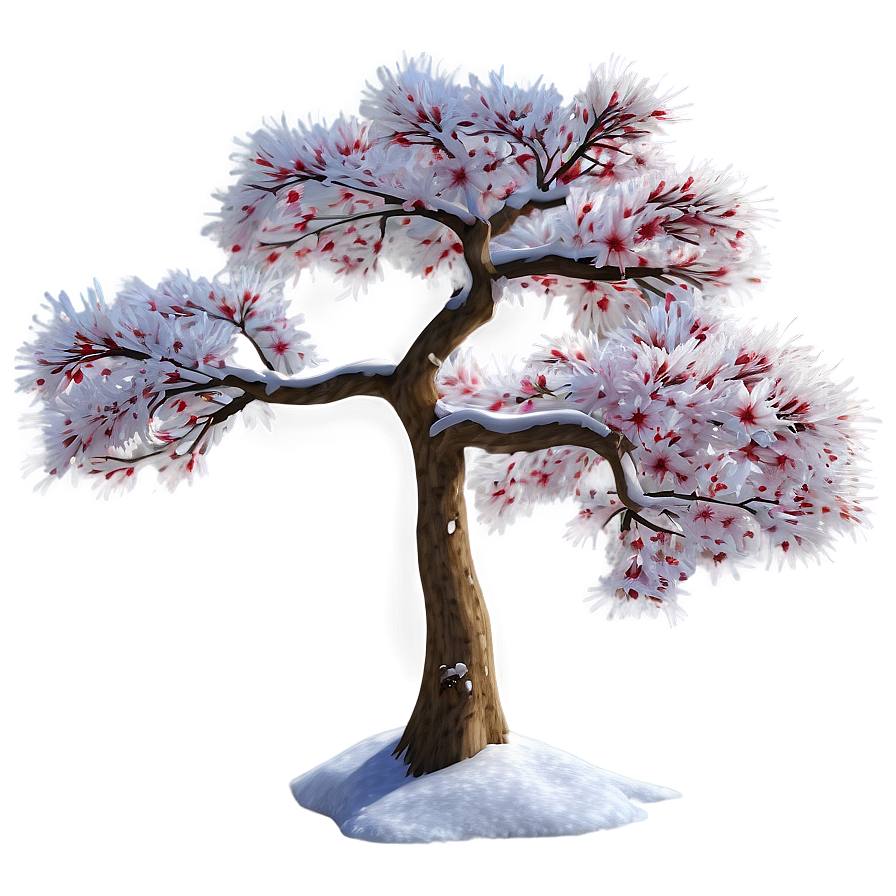 Snowy Sakura Tree In Winter Png 21 PNG Image