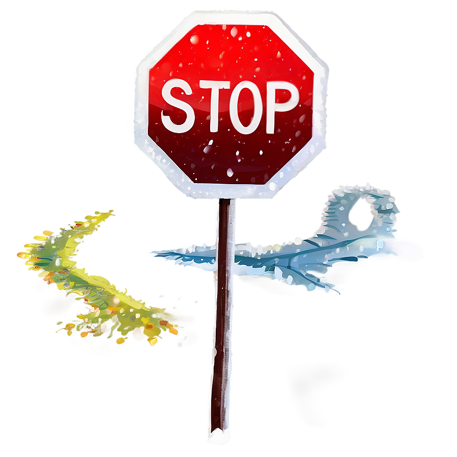 Snowy Stop Sign Png Ivl PNG Image