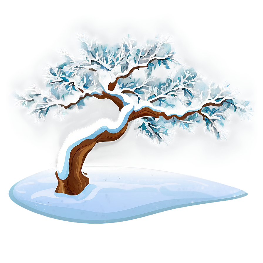 Snowy Tree In Landscape Png Dum PNG Image