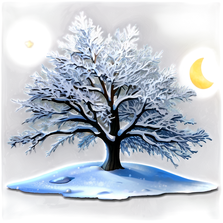 Snowy Tree In Moonlight Png 76 PNG Image