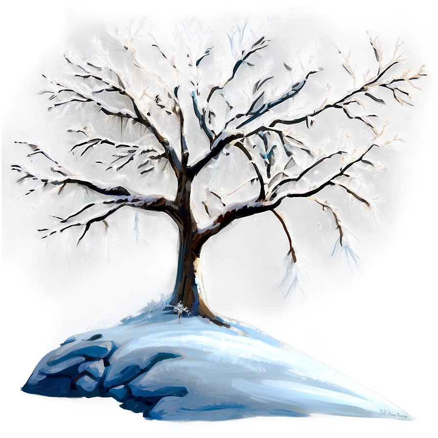 Snowy Tree On Hill Png Mvh PNG Image