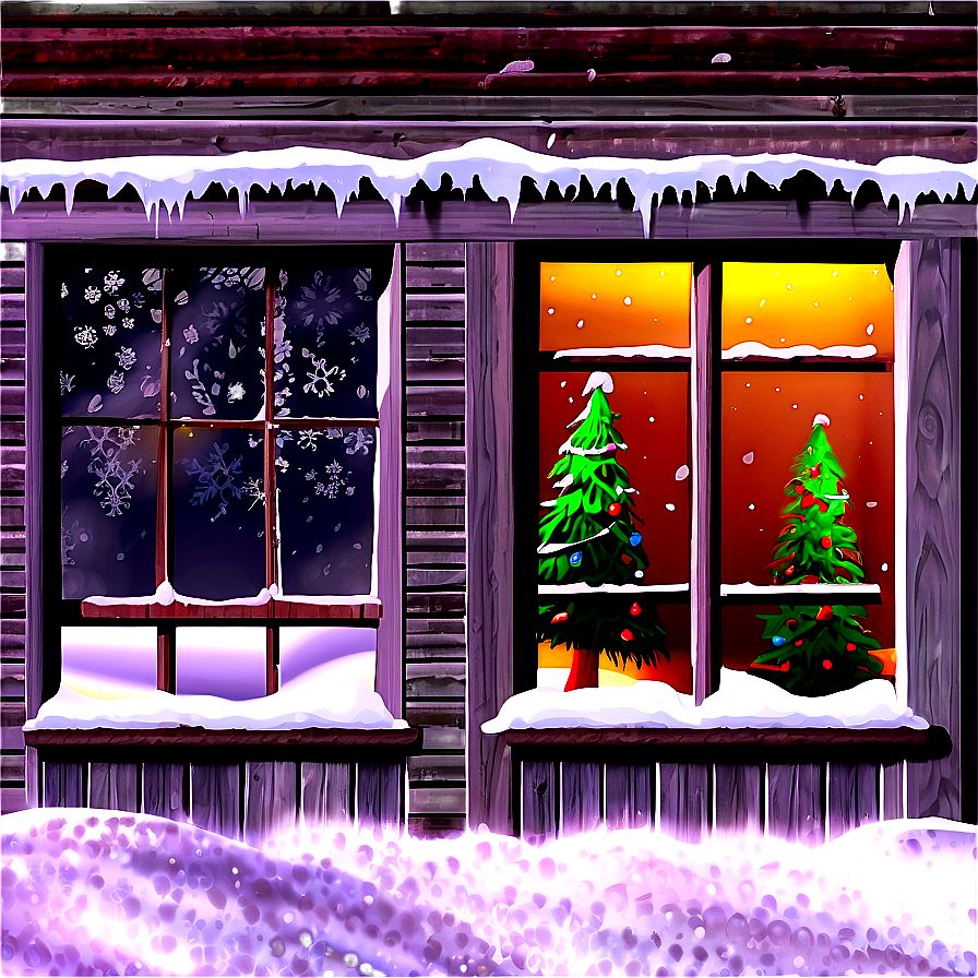 Snowy Window Christmas Scene Png Esf PNG Image