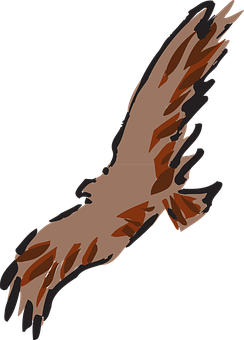 Soaring Brown Eagle Silhouette PNG Image